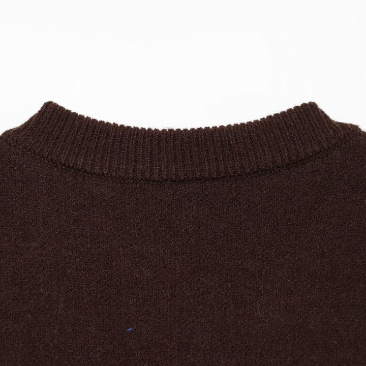 Damen Feinstrick-Rundhals-Pullover mit übergroßem Punktmuster Drune
