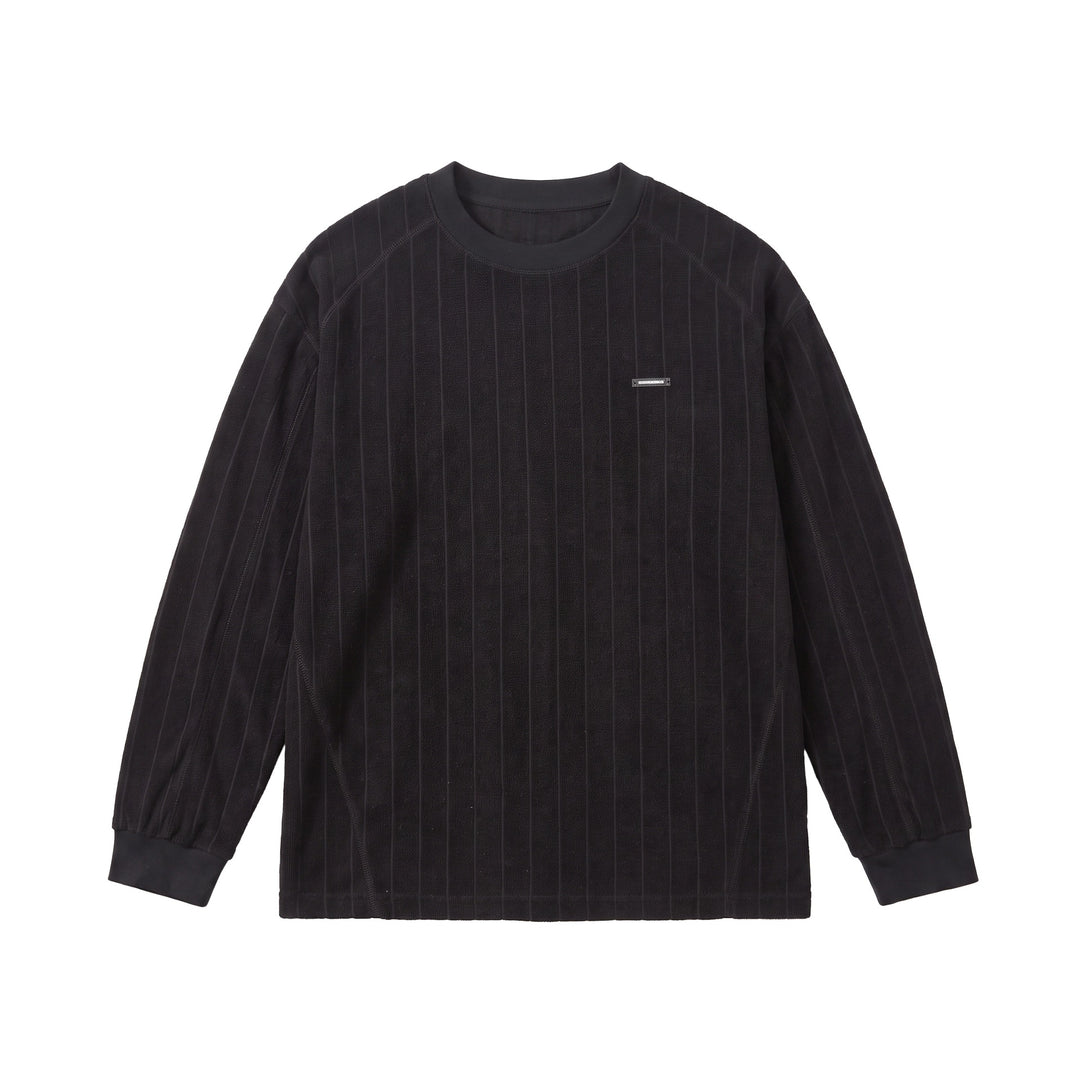 Unisex Gerippter Oversize-Pullover mit Raglanärmeln und Metalllogo Drune