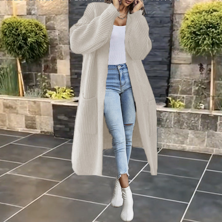 Damen Eleganter und bequemer Strickmantel mit tiefen Taschen Drune