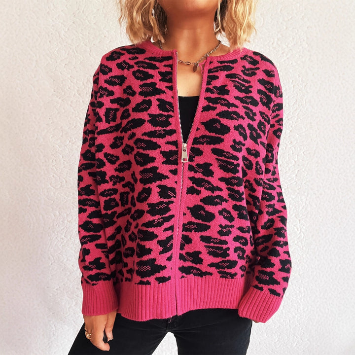 Damen Strickjacke mit floralem Jacquardmuster und durchgehender Knopfleiste Drune