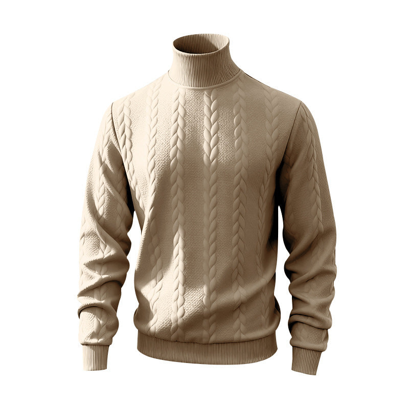 Herren Grobstrick-Rollkragenpullover mit Zopfmuster und gerippten Bündchen Drune