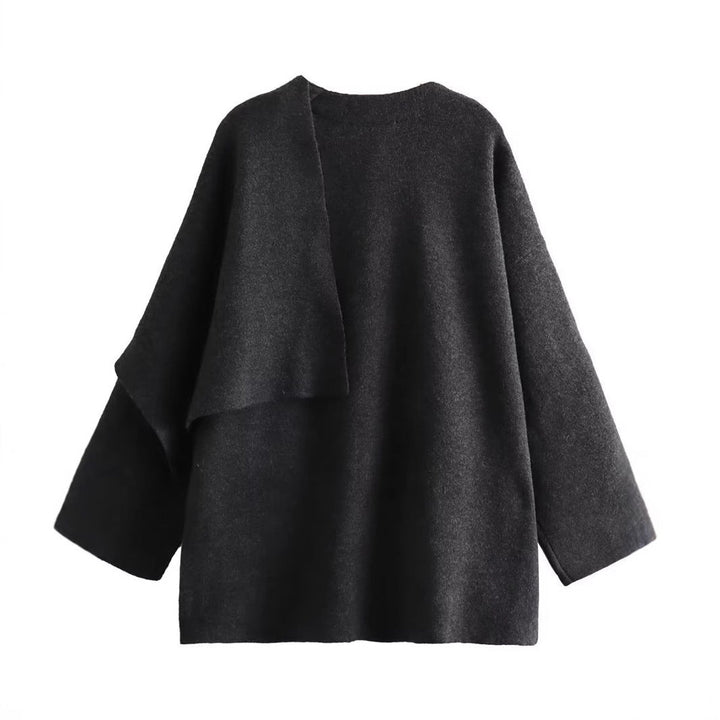 Drune | Damen Woll-Cape Jacken Asymmetrischer Stil