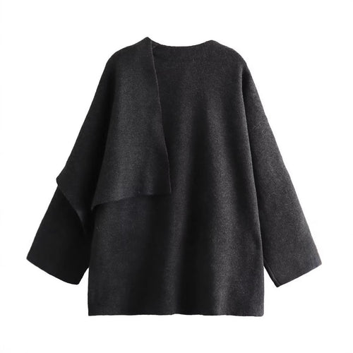 Drune | Damen Woll-Cape Jacken Asymmetrischer Stil