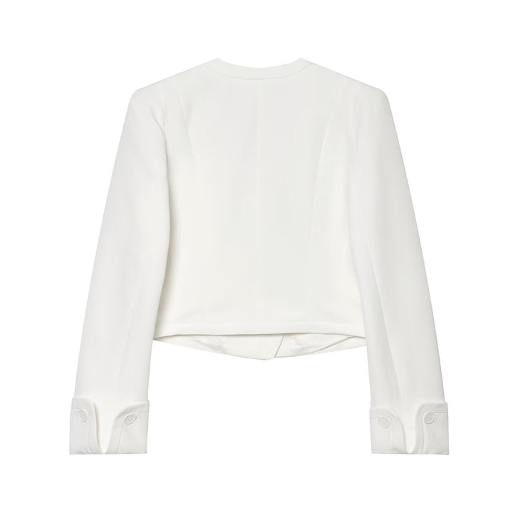 Damen Cropped Zweireihiger Blazer mit tiefem V-Ausschnitt und Manschetten Drune