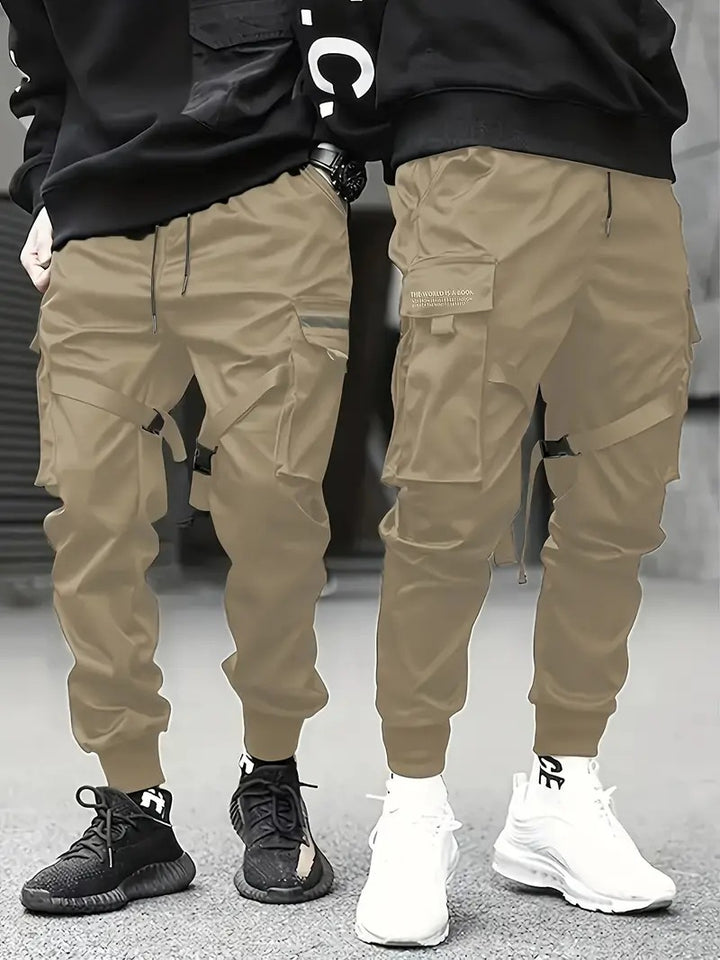 Herren Technische Cargo-Jogginghose mit Mehrfachtaschen, Gurtriemen & elastischem Bündchen Drune