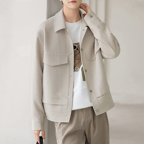 Herren Boxy Overshirt-Jacke mit Druckknöpfen und aufgesetzten Taschen Drune