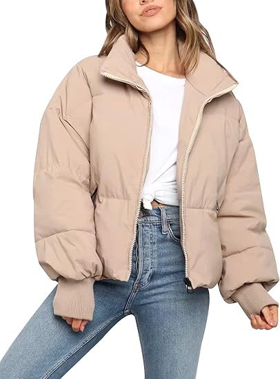 Damen Gesteppte Kurzjacke mit Stehkragen, wattierter Füllung und elastischen Bündchen Drune