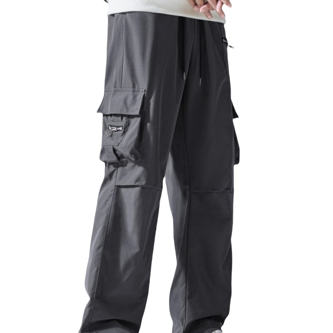 Herren Weite Cargo‑Hose im Baggy‑Cut mit Tunnelzugbund, Zipper‑Tasche & Klappfächern Drune