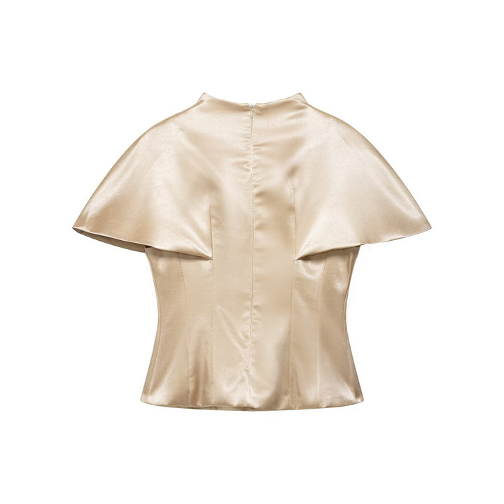 Damen Zweiteiliges Satin-Set mit Cape-Top und fließendem A-Linien-Rock Drune