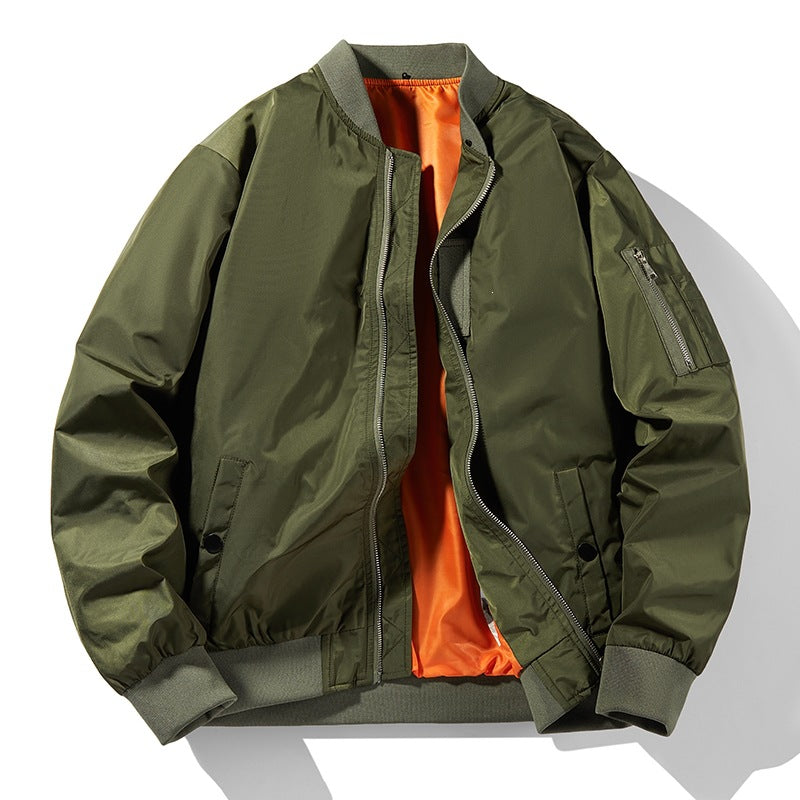 Herren Bomberjacke im Fliegerstil mit kontrastiertem Innenfutter, wasserabweisendem Nylon & Utility-Ärmeltasche Drune