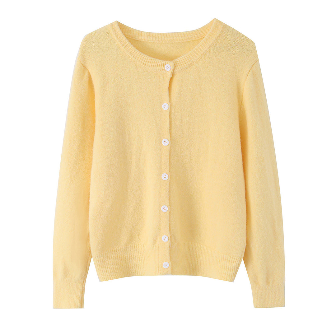 Damen nan Feinstrick-Cardigan mit Rundhalsausschnitt, durchgehender Knopfleiste und elastischem Rippbund Drune