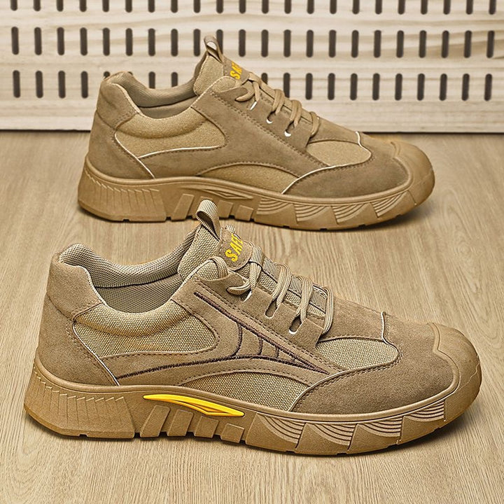 Herren Robust-gepolsterter Retro-Trail-Sneaker aus Velours- und Mesh-Mix mit auffälliger Profillaufsohle Drune