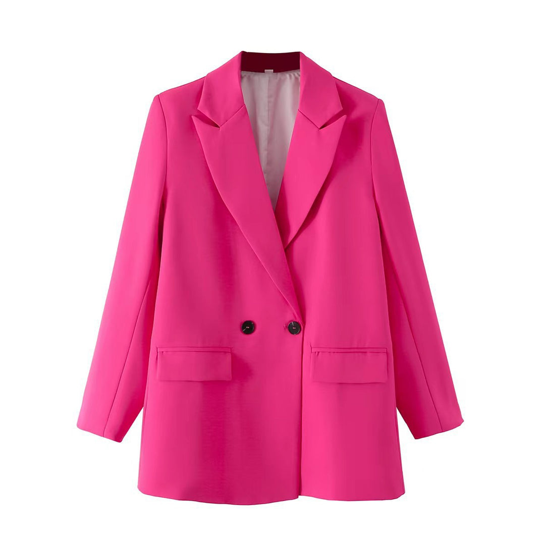 Damen Oversize Doppelreihiger Blazer mit fallendem Revers und weicher Innenfütterung Drune