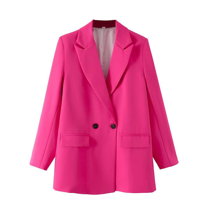 Damen Oversize Doppelreihiger Blazer mit fallendem Revers und weicher Innenfütterung Drune