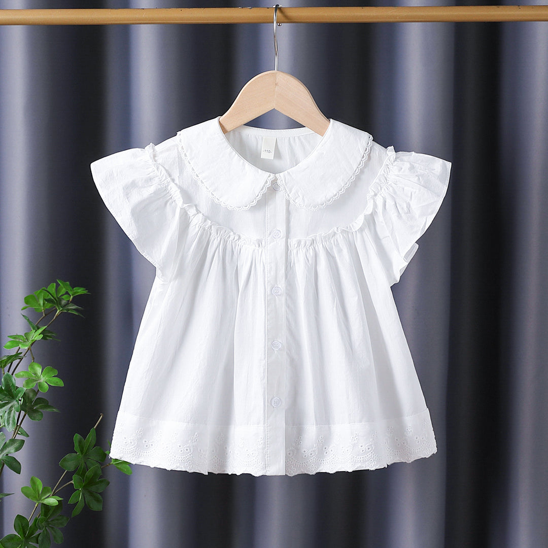 Mädchen Bluse mit eleganten Rüschenärmeln und klassischem Kragen Drune