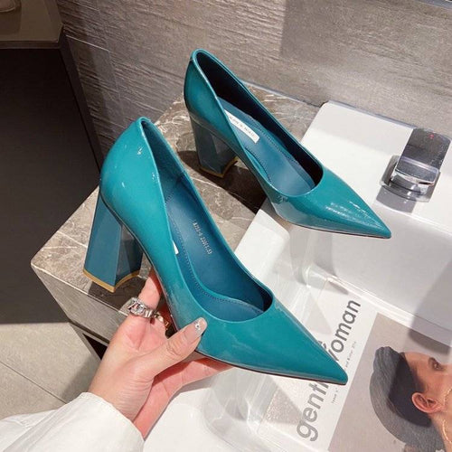 Damen spitze High Heels mit Blockabsatz Drune
