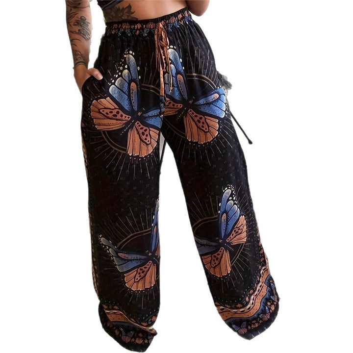 Damen Plissee-Hose mit floralem Muster und elastischem Bund Drune
