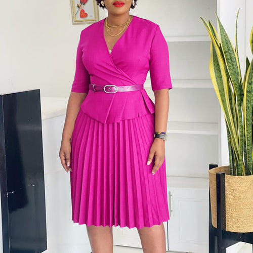 Damen Faltendes Kleid mit tailliertem Oberteil und abnehmbarem Gürtel Drune