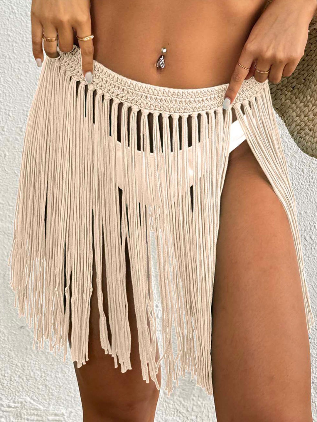 Damen Häkel-Strandrock mit fransigen Details Drune