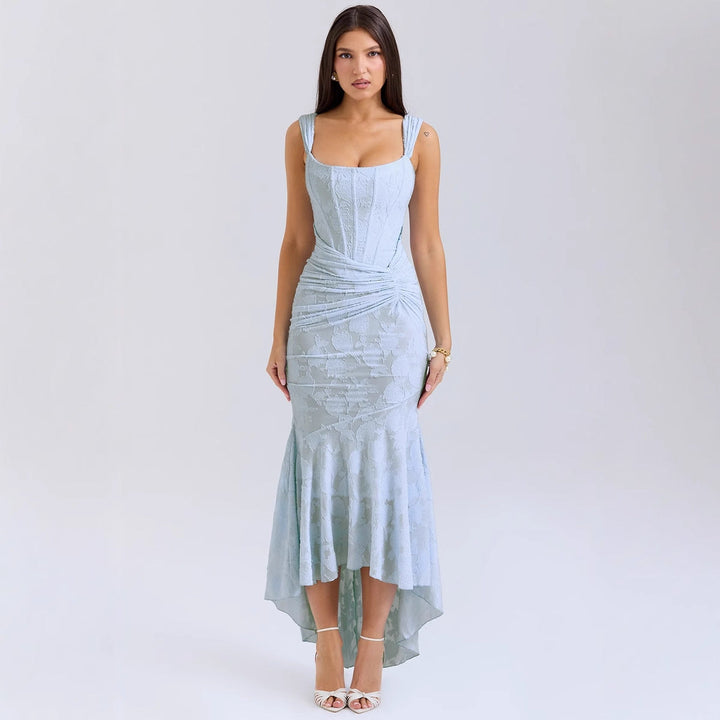 Damen Elegantes Maxikleid mit raffinierten Rüschen und schmeichelndem Schnitt Drune