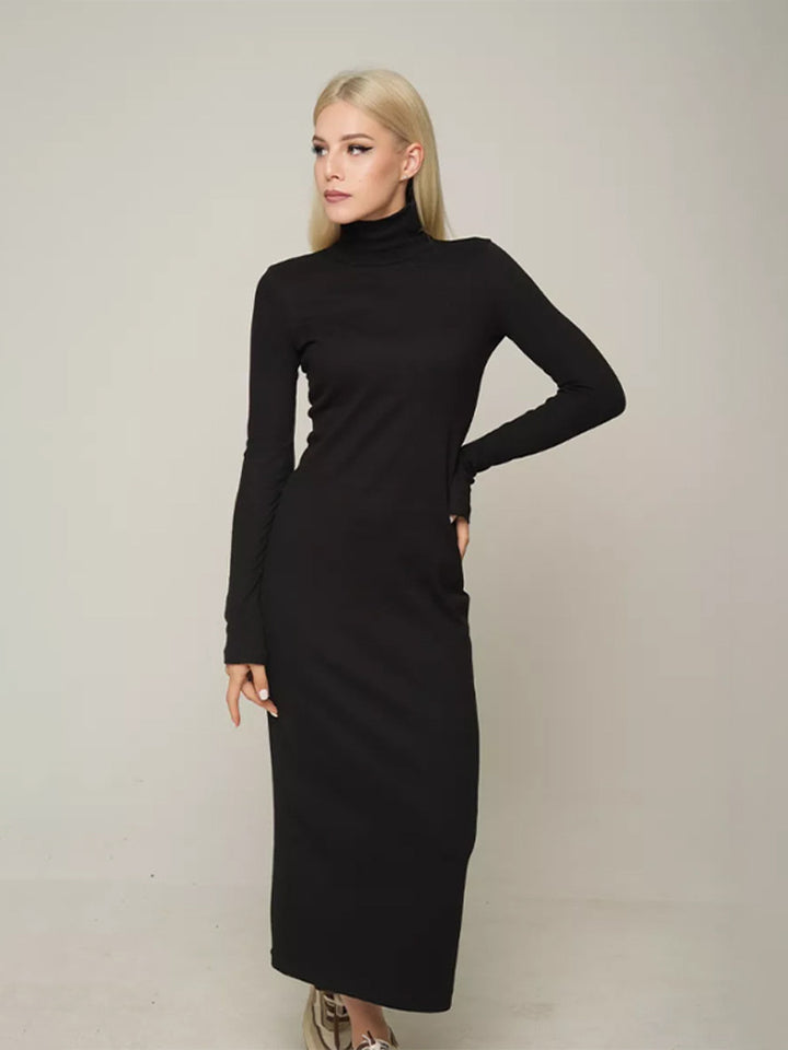 Damen Figurbetontes Rollkragen-Maxikleid aus Feinstrick mit schmaler Silhouette Drune