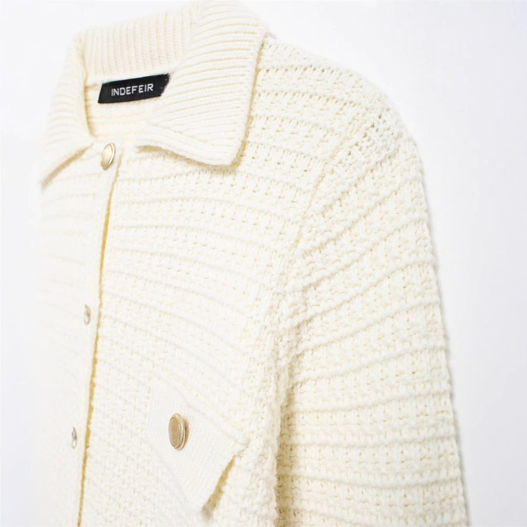 Damen Strickjacke mit Taschen und Knopfverschluss Drune