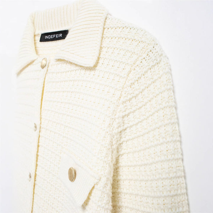 Damen Strickjacke mit Taschen und Knopfverschluss Drune
