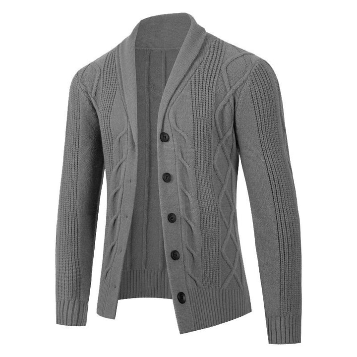 Herren Kabelstrick-Cardigan mit Schalkragen und Knopfleiste Drune