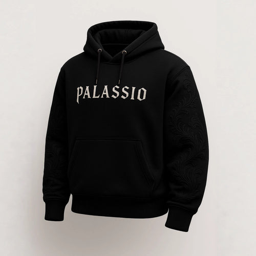 Unisex nan Premium-Hoodie mit tonaler Reliefstickerei an den Ärmeln, doppelter Kapuze und Kängurutasche Drune