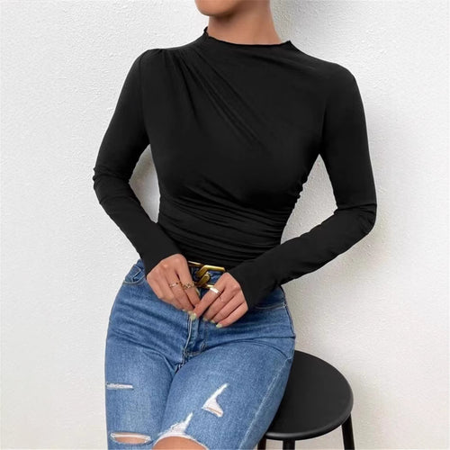 Damen Langarmshirt mit eleganten Raffungselementen und klassischem Design Drune