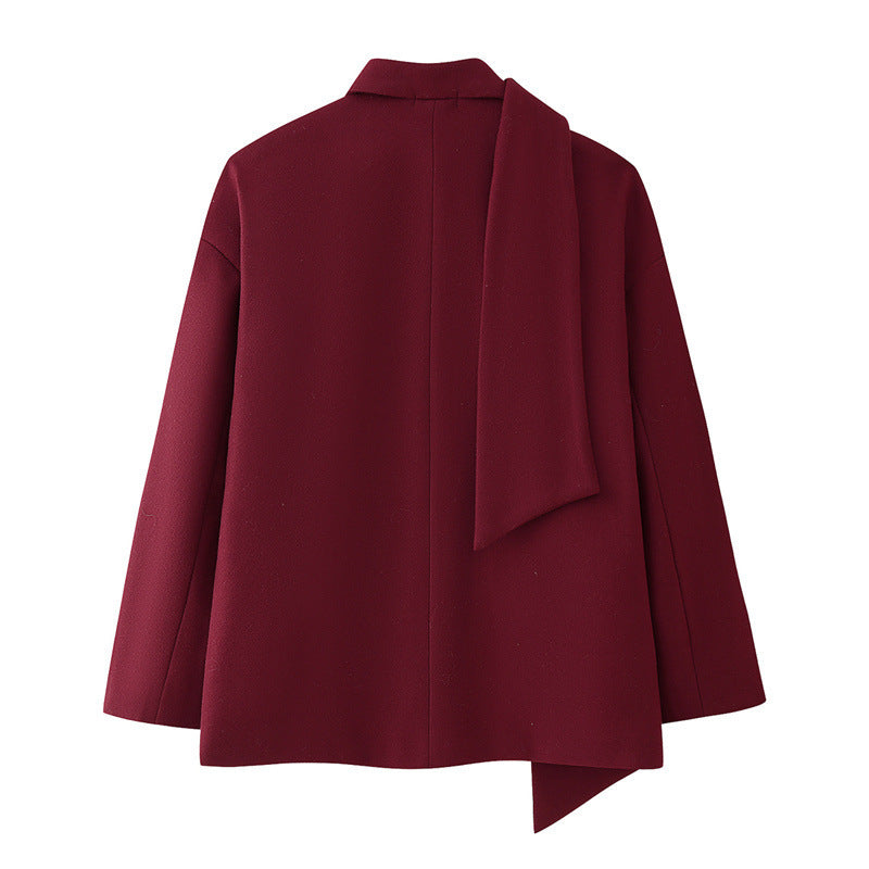 Damen modische Blazerjacke mit abnehmbarer Schalkragen Drune