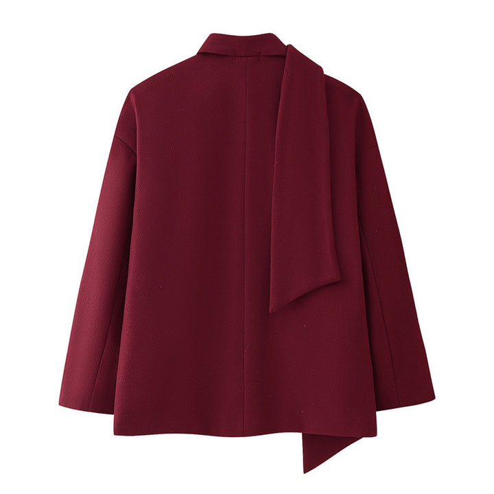 Damen modische Blazerjacke mit abnehmbarer Schalkragen Drune