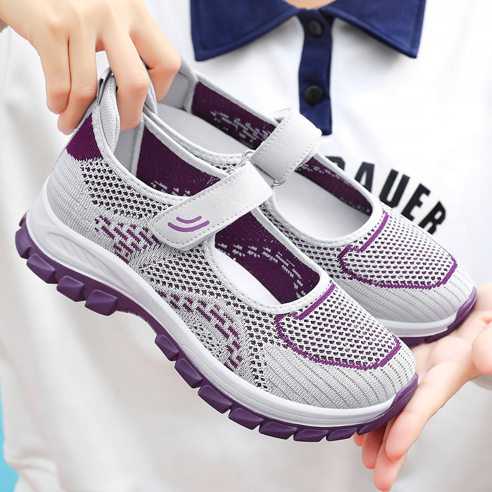 Damen Leichte Freizeitschuhe mit verstellbarem Riemen und atmungsaktivem Netzobermaterial Drune
