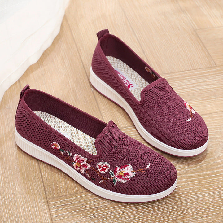 Damen Slip-On Sneaker mit floralem Stickmuster Drune