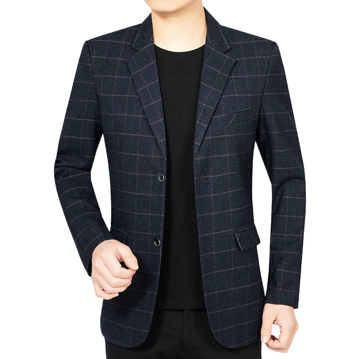 Herren Kariertes Slim-Fit City-Blazer mit Fensterkaro und Pattentaschen Drune