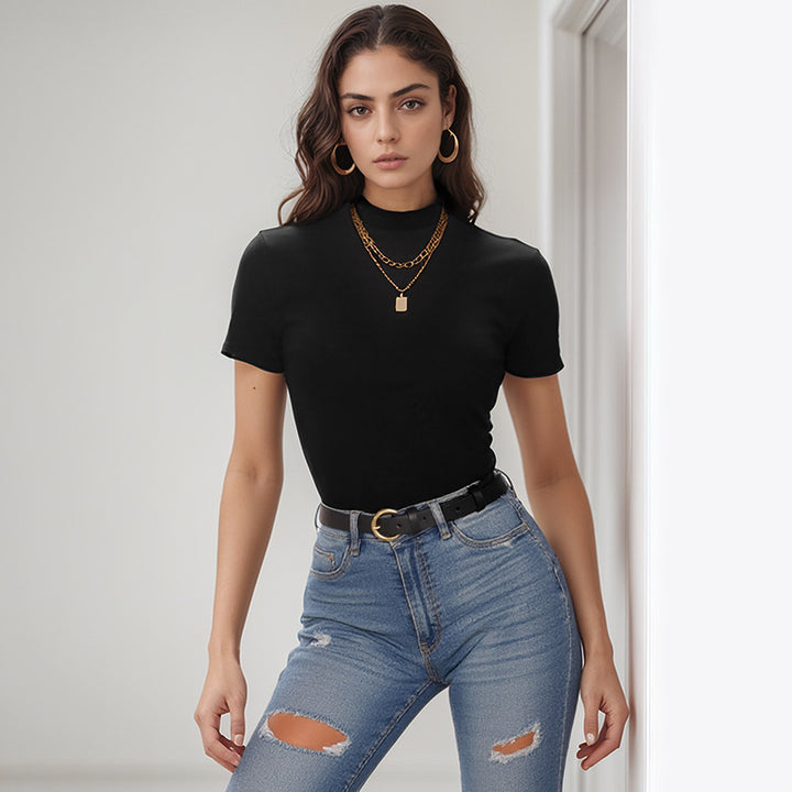 Damen High-Waist Straight-Jeans mit Destroyed-Kniepartie und schmaler Hüftpassform Drune