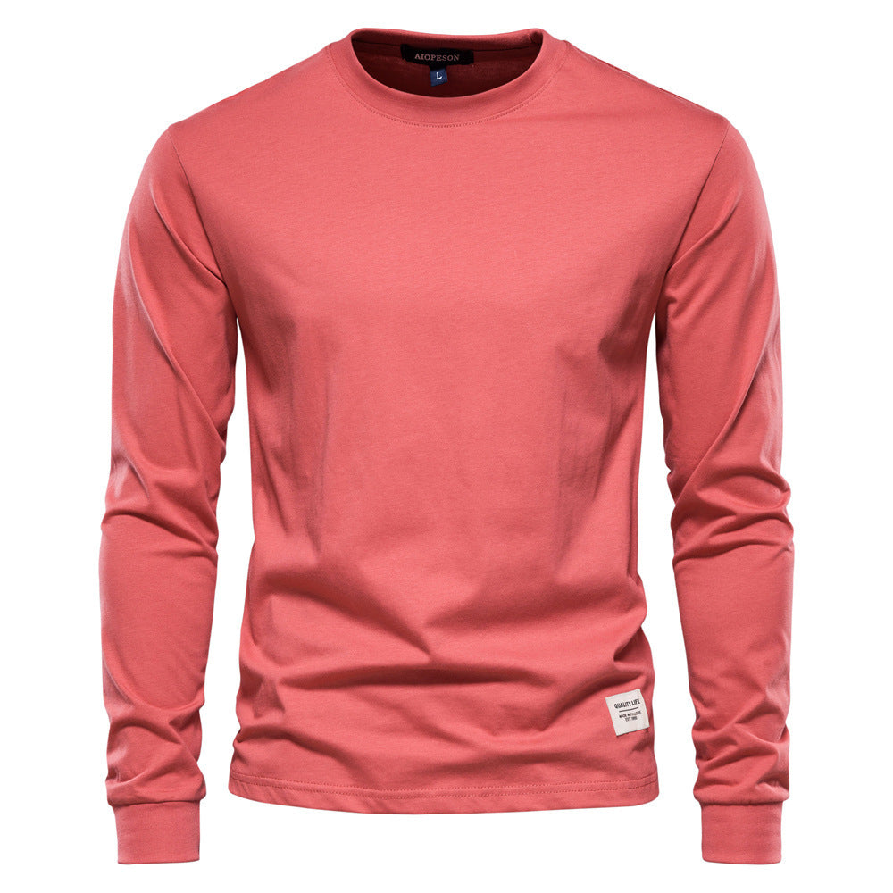 Herren nan klassisches langärmliges Baumwollshirt mit Rundhalsausschnitt und elastischen Bündchen Drune