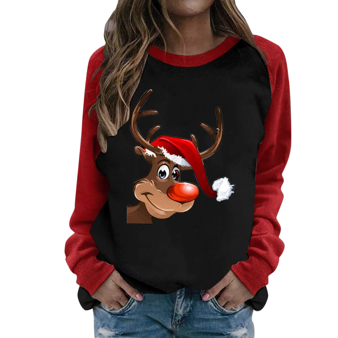 Damen Sweatshirt mit festlichem Rentier-Motiv Drune