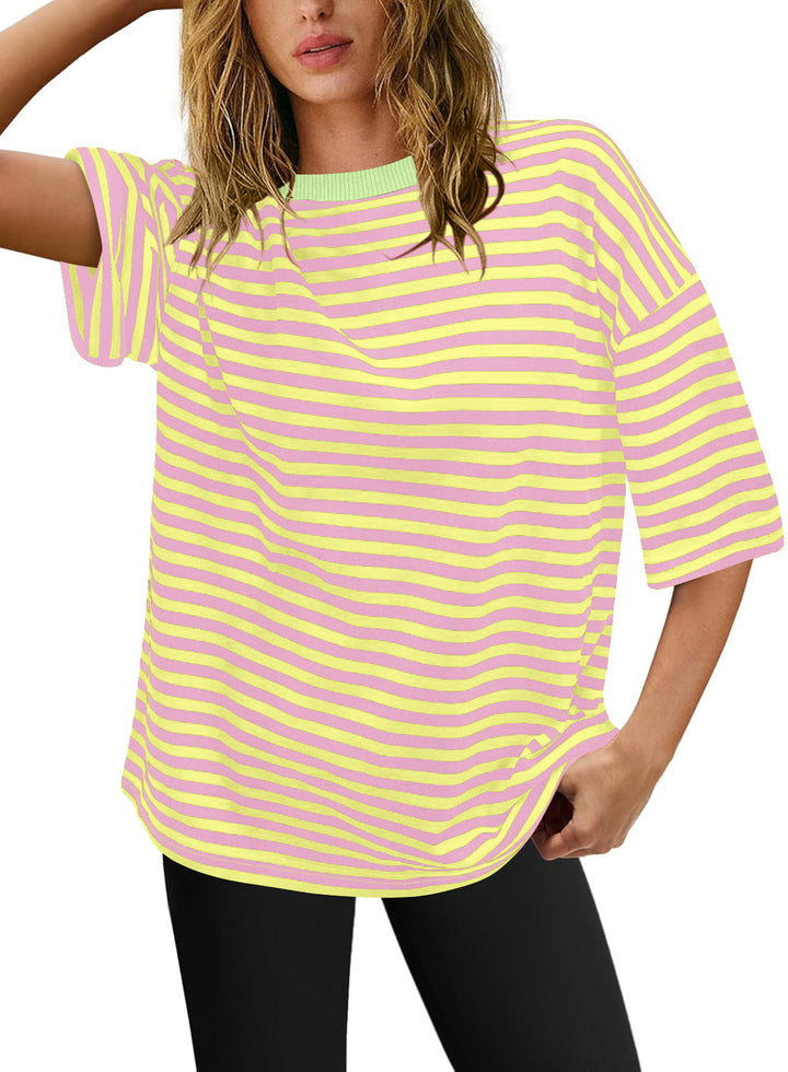 Damen Übergrößen T-Shirt mit Streifenmuster Drune