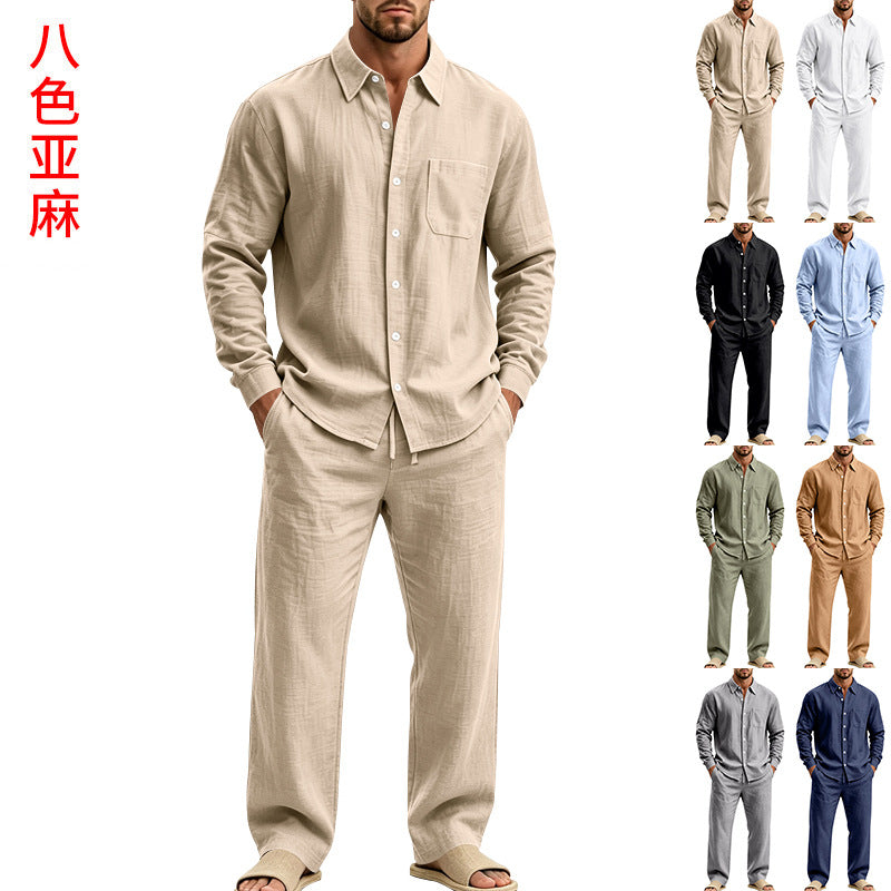 Herren legeres Leinen-Hemd mit weiter Lounge-Hose Drune