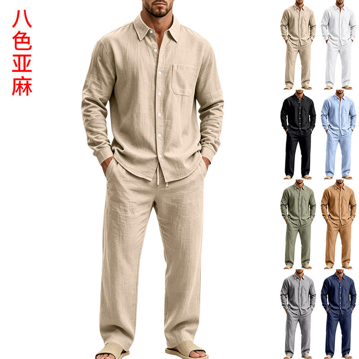Herren legeres Leinen-Hemd mit weiter Lounge-Hose Drune