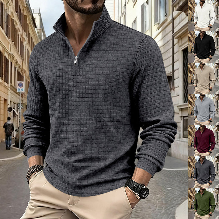 Herren sportlicher Pullover im strukturierten Design mit hallem Reißverschluss Drune
