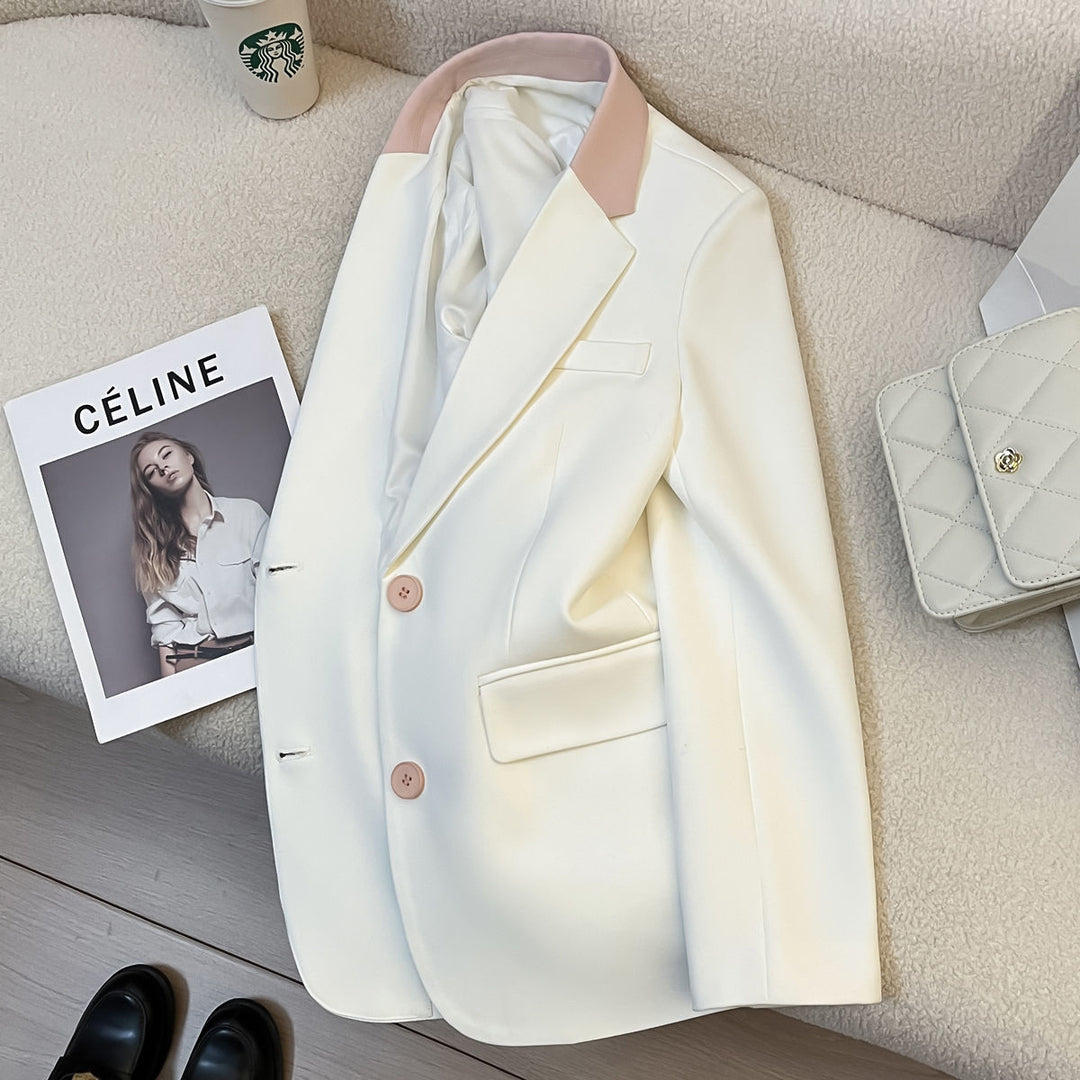 Damen modischer Blazer mit kontrastierendem Kragen Drune