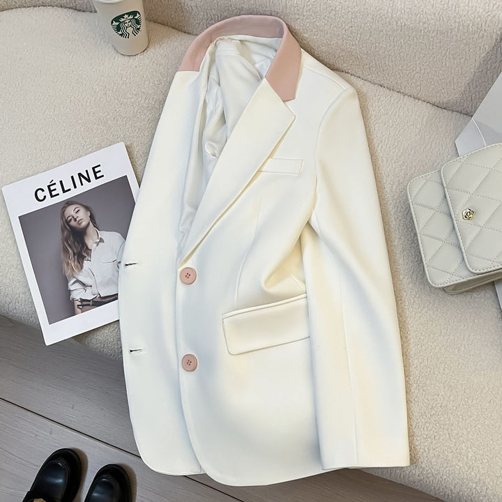 Damen modischer Blazer mit kontrastierendem Kragen Drune