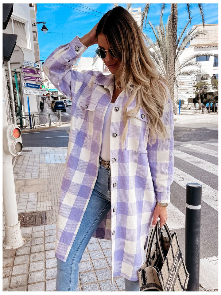 Damen Oversized Karohemdenjacke Drune