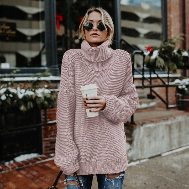 Damen Grobstrickpullover mit hochabschließendem Rollkragen und lässiger Passform Drune