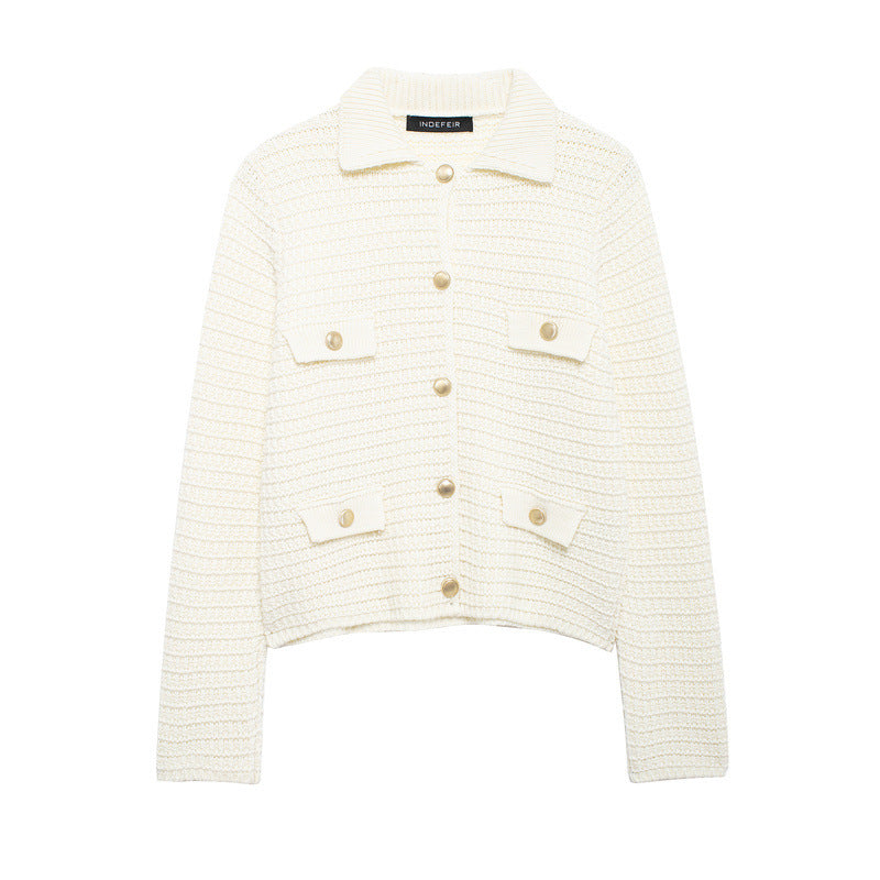 Damen Strickjacke mit Taschen und Knopfverschluss Drune