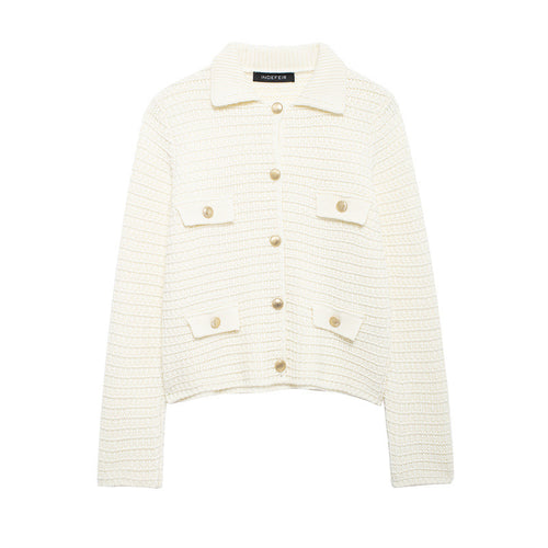 Damen Strickjacke mit Taschen und Knopfverschluss Drune