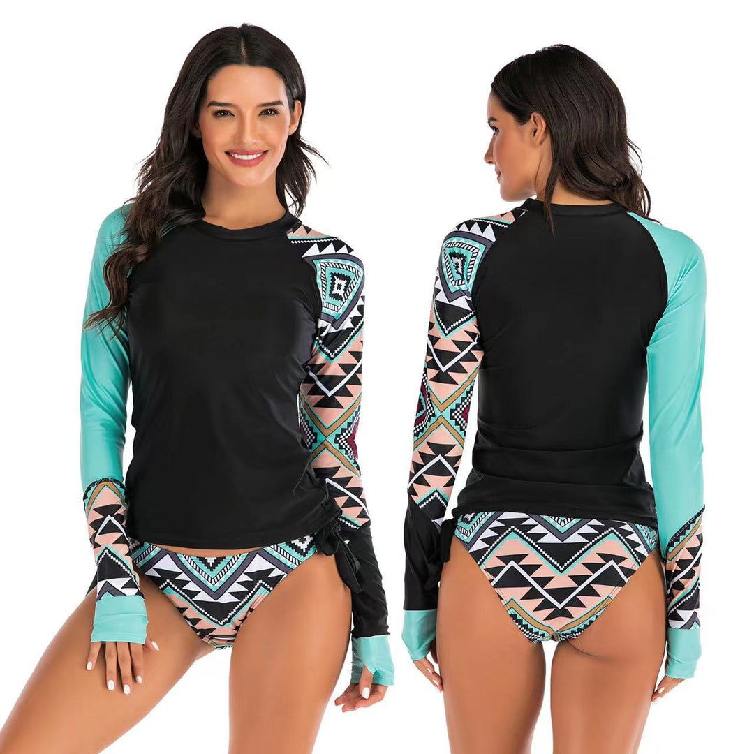 Damen Langarm Zip-Up Rash Guard Schwimmsatz Drune