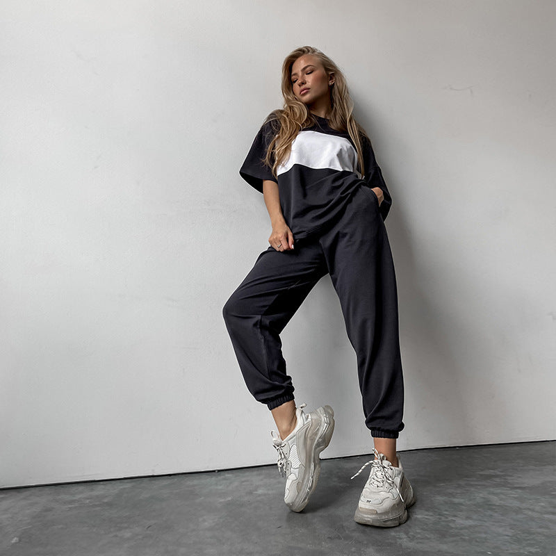 Damen lässiges Sportanzug-Set mit oversized Oberteil und bequemen Jogginghosen Drune